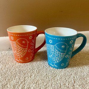 Blue and Orange Bird Coffee Mugs